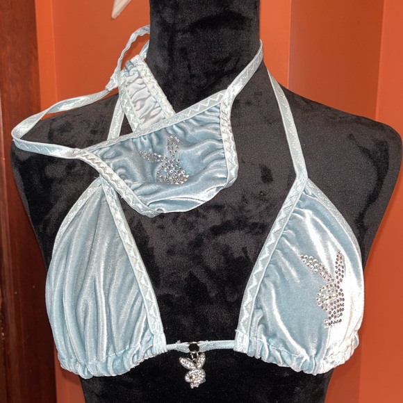 Blue velour playboy set